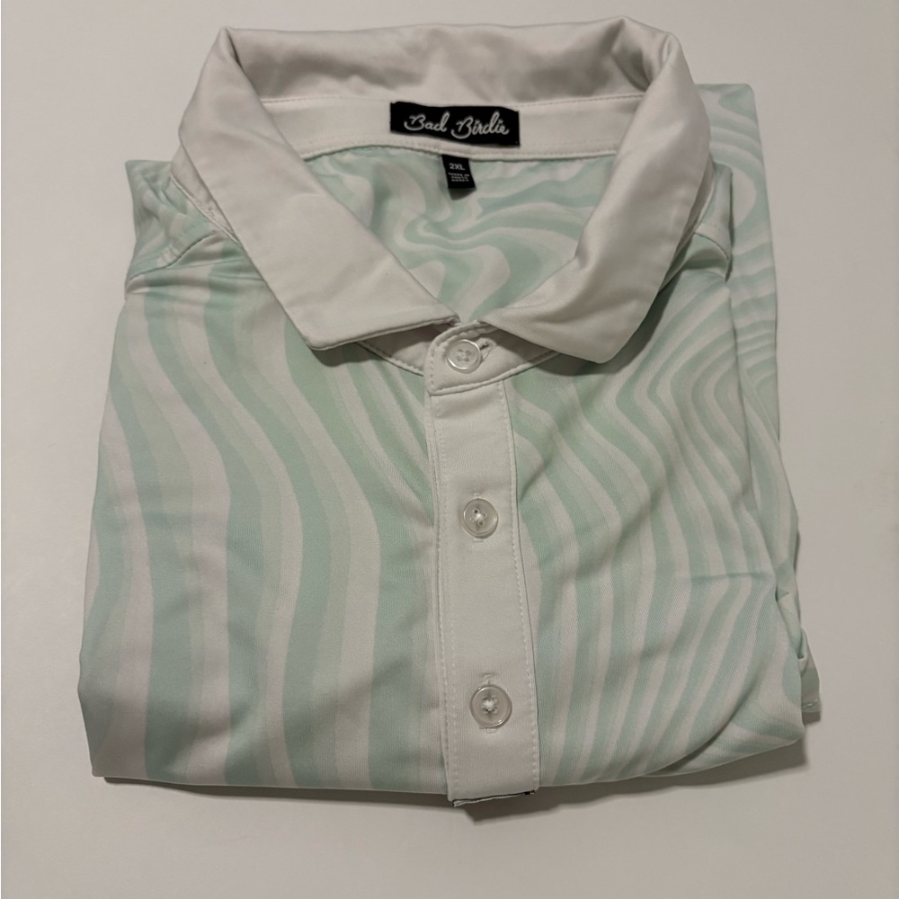 Bad Birdie Pale Green Mint Swirl Polo Shirt XXL - Picture 5 of 5